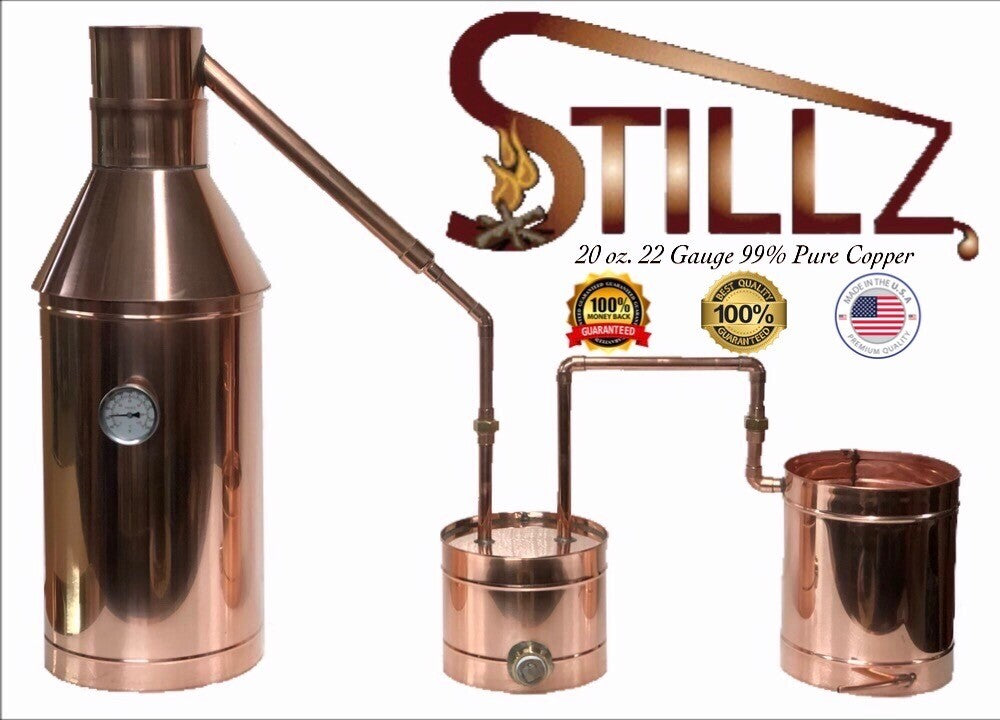 6 Gallon Copper Moonshine Still with Thumper and Worm, 20 oz Copper