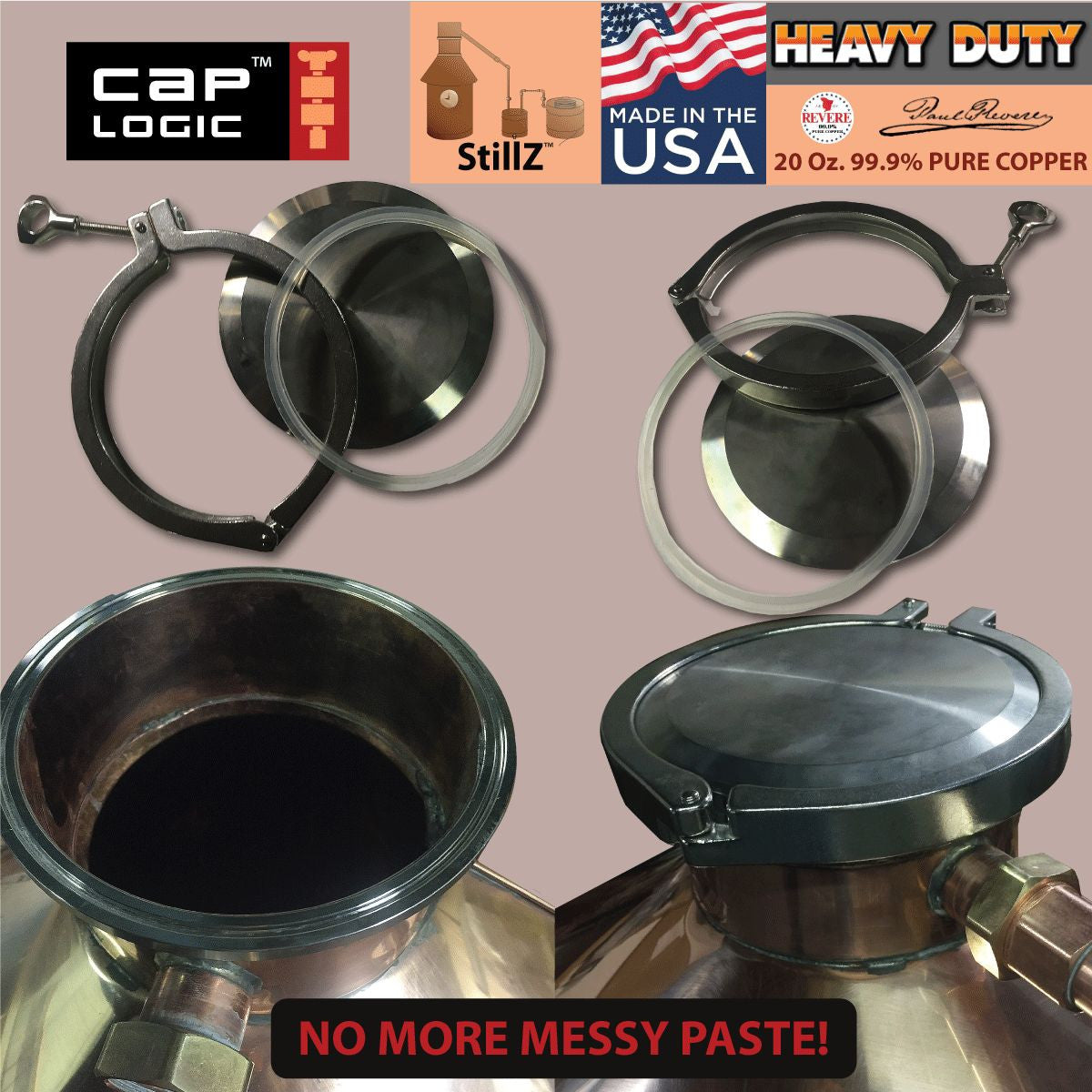 6" CapLogic Cap for 30 to 100 Gallon Copper Stills